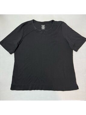 L.L. Bean Black Short Sleeve Notch Neck Tee Size XL